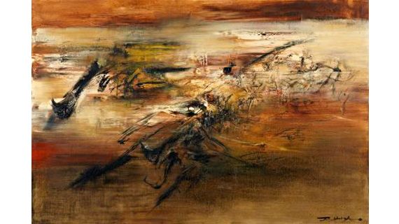 Zao Wou-Ki (n&eacute; en 1920),&nbsp;30.10.1961,&nbsp;30 octobre 1961, huile sur toile,&nbsp;130,5x196 cm. (COPYRIGHT : ADAGP 2011 / FONDATION POUR L&rsquo;ART, GEN&Egrave;VE, PHOTOGRAPHIE SANDRA POINTET)