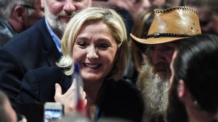 Marine Le Pen à&nbsp;Fessenheim, le 16 mai 2019. (FREDERICK FLORIN / AFP)