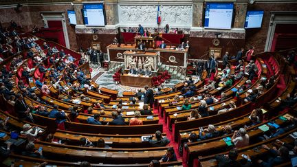 L'Assemblée nationale réunie lors d'un vote, le 18 juillet 2023 à Paris. (XOSE BOUZAS / HANS LUCAS / AFP)