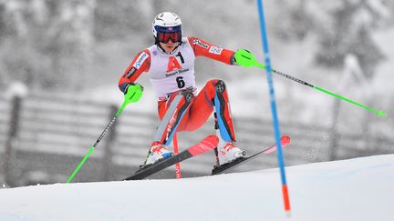 Henrik Kristoffersen en pleine attaque (JOE KLAMAR / AFP)