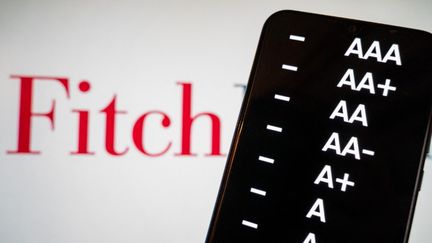 Une illustration du logo de l'agence de notation Fitch. (JEAN-MARC BARRERE / HANS LUCAS / AFP)