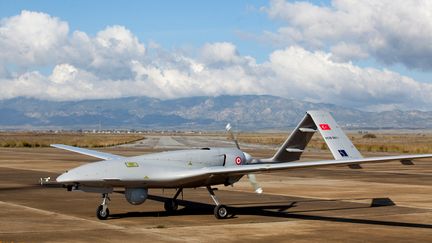 A Turkish Bayraktar TB2 combat drone, December 16, 2019, in Turkey.  (BIROL BEBEK / AFP)