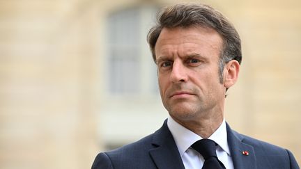 Emmanuel Macron before a meeting at the Élysée on June 28.  (EMMANUEL DUNAND / AFP)