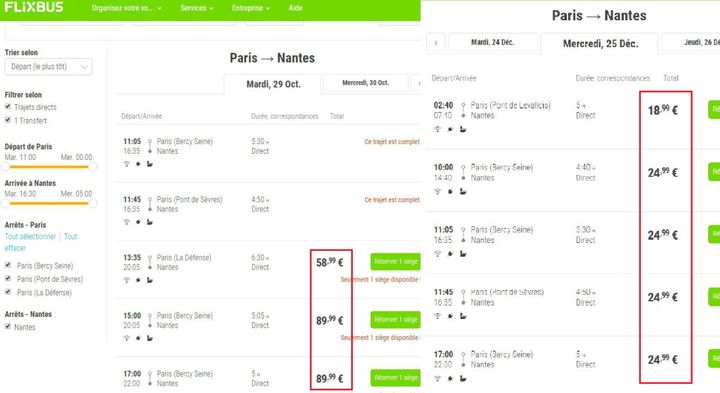 Capture d'écran du site flixbus.fr, le 29 octobre 2019 (CAPTURE D'ÉCRAN)