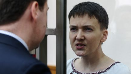 Nadia Savtchenko, le 3 mars 2016 au tribunal de Donetsk, dans la région de Rostov (Russie). (SERGEY PIVOVAROV / RIA NOVOSTI / AFP)