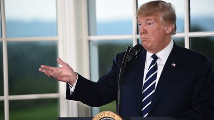 Le président américain, Donald Trump, lors d'un diner dans le New Jersey, le 7 août 2018. (BRENDAN SMIALOWSKI / AFP)