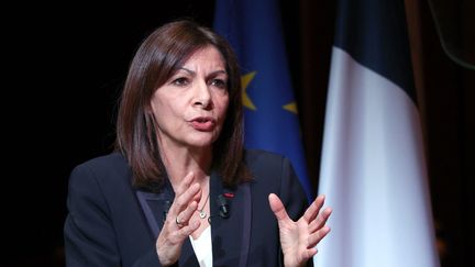 Anne Hidalgo, candidate socialiste à l'élection présidentielle, à Paris, le 3 avril 2022. (THOMAS COEX / AFP)