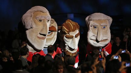 Des marionnettes repr&eacute;sentant les pr&eacute;sidents am&eacute;ricains ont fait leur apparitions pendant le concert organis&eacute; avant l'investiture de Barack Obama, le 19 janvier 2013.&nbsp; (JONATHAN ERNST / REUTERS)