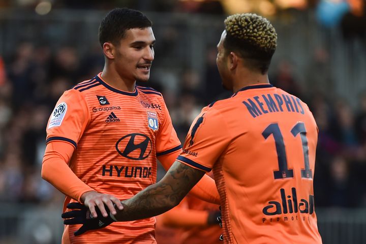 Aouar et Memphis buteurs face à Angers (JEAN-FRANCOIS MONIER / AFP)