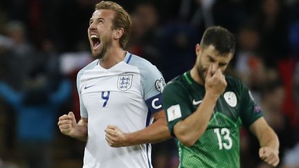 La joie de Harry Kane, buteur pour l'Angleterre contre la Slovénie (IAN KINGTON / AFP)