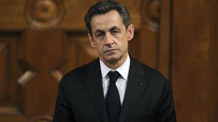 Nicolas Sarkozy avant un discours, &agrave; Nice (Alpes-Maritimes), le 9 mars 2012, pendant la campagne pr&eacute;sidentielle. (VALERY HACHE / AFP)