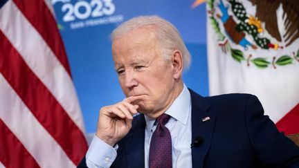 Le président américain Joe Biden, le 17 novembre 2023 à San Francisco (Californie). (BRENDAN SMIALOWSKI / AFP)