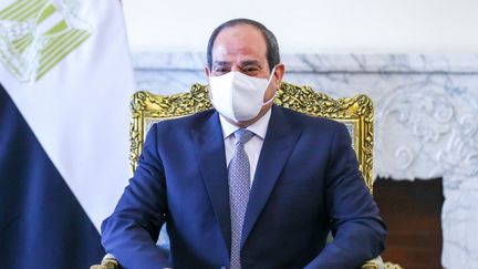 Le président égyptien&nbsp;Abdel Fattah Al-Sisi au Caire, en Egypte, le 12 avril 2021. (RUSSIAN FOREIGN MINISTRY / AFP)