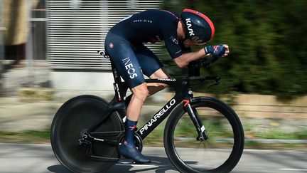 Rohan Dennis ermporte le prologue du Tour de Romandie, mardi 27 avril. (JOSEP LAGO / AFP)