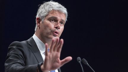 Le candidat à la présidence des Républicains, Laurent Wauquiez, lors d'un meeting à Jonage (Rhône), le 23 mai 2017. (ROMAIN LAFABREGUE / AFP)