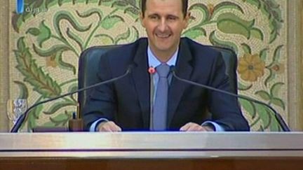 Le président syrien Bachar al-Assad lors de son allocution télévisée du 13 avril 2011 (AFP/SYRIAN TV)