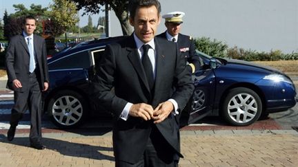 Arrivée de Nicolas Sarkozy à Gandrange, 15 octobre 2009 (© AFP/PASCAL BROCARD)