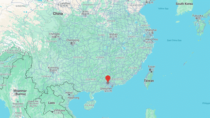 Capture de Google Maps pointant vers la province du Guangdong (sud de la Chine) où un pont s'est effondré le 30 avril, tuant au moins 19 personnes.  (GOOGLE MAPS)