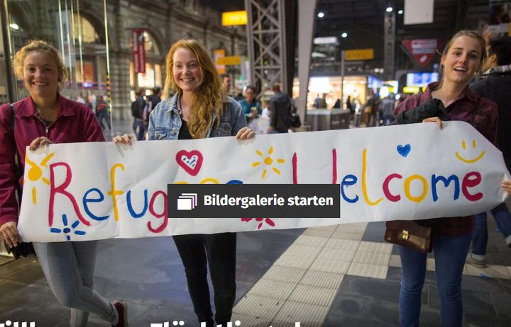 &nbsp; (L'image originale montrant la pancarte "Refugees welcome" © Franck Rumpenhorst / dpa Bildfunk)