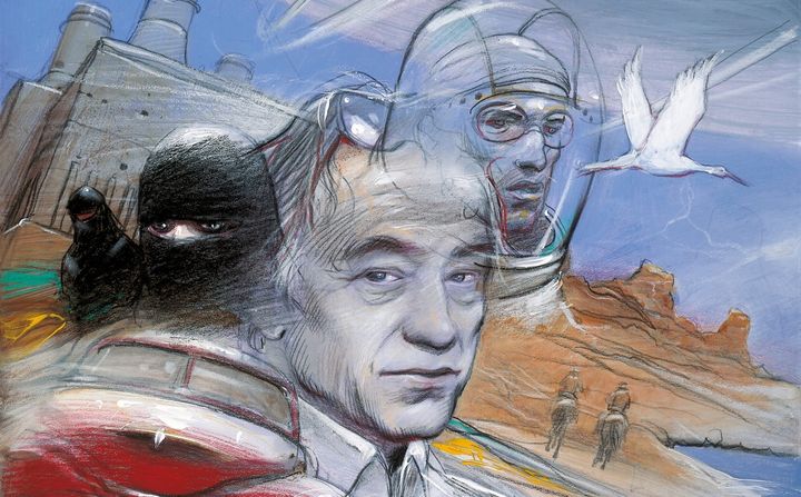 L'affiche de l'exposition Dans la tête de Pierre Christin signée Enki Bilal. (Enki Bilal / Dargaud)