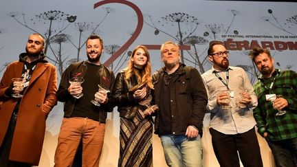 Les lauréats du 25e festival international du film fantastique de Gérardmer (2018) : Remy Barbe, Juliana Rojas, Emilia Jones,  Pascal Laugier, Guillaume Renard et Robin Aubert
 (JEAN-CHRISTOPHE VERHAEGEN / AFP)