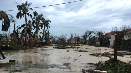 Photo prise sur la page Facebook d'un habitant de&nbsp;Gustavia, sur l'île de Saint-Barthélemy, après le passage de l'ouragan Irma, le 7 septembre 2017. (KEVIN BARRALLON / FACEBOOK)