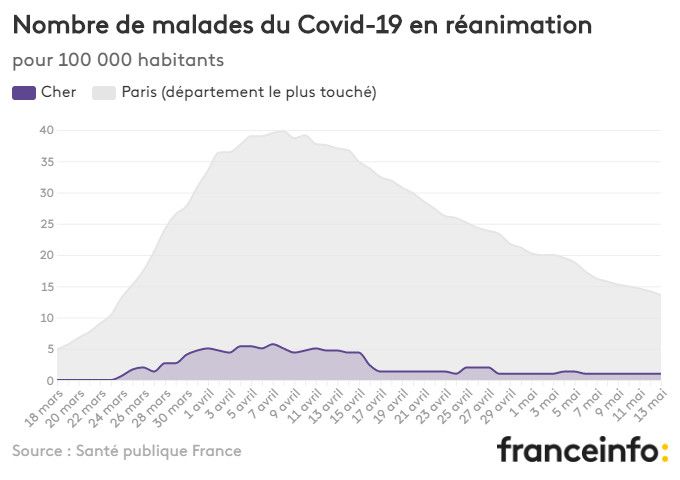 Nombre de malades du Covid-19 en réanimation pour 100 000 habitants. (FRANCEINFO)