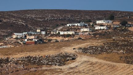 De nouveaux bâtiments sont construits dans la colonie israélienne d'Elon Moreh, en Cisjordanie occupée, le 19 juillet 2024. (JAAFAR ASHTIYEH / AFP)