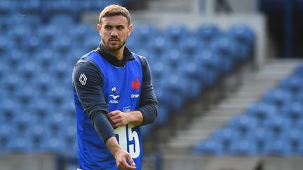 L'arrière des Bleus, Melvyn Jaminet, à l'entraînement à Murrayfield, le 25 février 2022. (ANDY BUCHANAN / AFP)