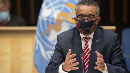 Tedros Adhanom Ghebreyesus, le directeur général de l'Organisation mondiale de la santé, le 5 octobre 2020, au siège de l'organisation à Genève (Suisse). (CHRISTOPHER BLACK / WORLD HEALTH ORGANIZATION / AFP)