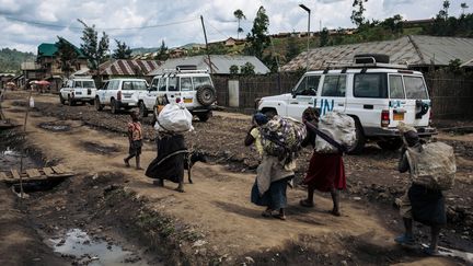 Un convoi de la Monusco dans la ville de Mweso, au Nord-Kivu dans l'est du Congo, le 10 avril 2019. (ALEXIS HUGUET / AFP)