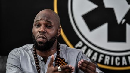 Anti-colonial activist Kémi Séba during a press conference on June 26, 2020, in Paris. (STEPHANE DE SAKUTIN / AFP)