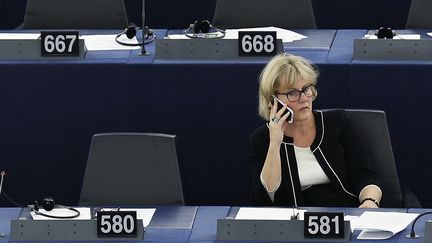 La d&eacute;put&eacute;e europ&eacute;enne LR Nadine Morano, le 30 septembre 2015 au Parlement europ&eacute;en de Strasbourg (Bas-Rhin). (VINCENT KESSLER / REUTERS)