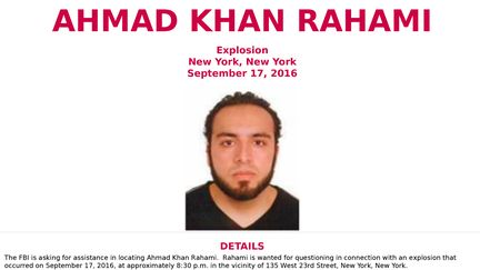 Le FBI a publié un avis de recherche, le 19 septembre 2016, pour retrouver Ahmad Khan Rahami, un suspect en lien avec l'explosion qui a fait 29 blessés à New York (Etats-Unis). (HO / FBI)