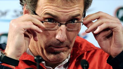 Le s&eacute;lectionneur des Bleus, Laurent Blanc, lors d'une conf&eacute;rence de presse avant le match amical France-Belgique, &agrave; Saint-Denis (Seine-Saint-Denis), le 14 novembre 2011. (FRANCK FIFE / AFP)