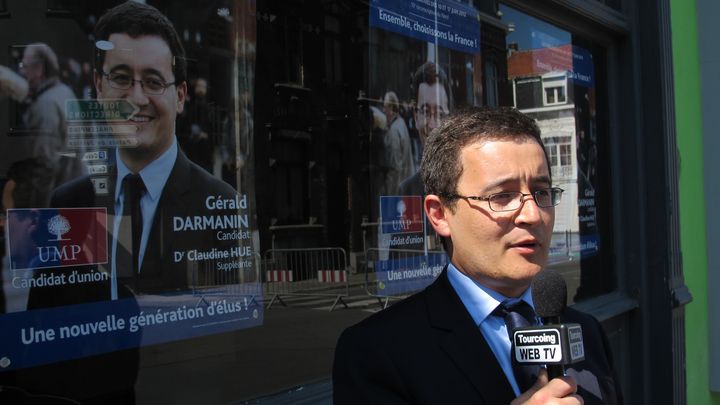 G&eacute;rald Darmanin, 29 ans, candidat UMP dans la 10e circonscription du Nord, le 28 mai 2012 &agrave; Tourcoing. (ILAN CARO / FTVI)