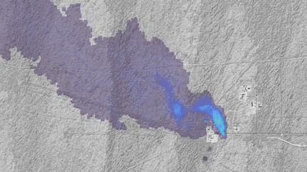 Une fuite de méthane provenant d'une station de compression du champ gazier de Malay (est du Turkménistan), le 2 octobre 2023. (LEA PRATI / CARBON MAPPER / FRANCEINFO)