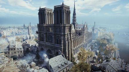 Une vue de la cathédrale Notre-Dame de Paris dans le jeu "Assassin's Creed Unity", développé par l'éditeur français Ubisoft.&nbsp; (ASSASSIN'S CREED UNITY / UBISOFT)