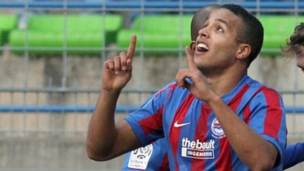 Le buteur caennais Youssef El Arabi (KENZO TRIBOUILLARD / AFP)