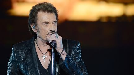 Johnny Hallyday en 2012 lors d'un concert à Moscou. (NATALIA KOLESNIKOVA / AFP)