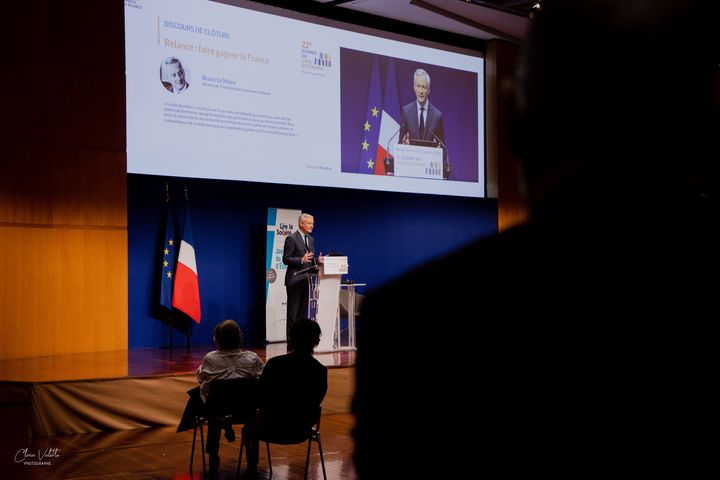 Bruno Le Maire lors de la 22 Journée du Livre d'Economie.&nbsp; (© Clara VALETTE)