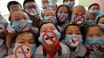 La Chine est en effet un pays dont la population est très exposée au tabagisme. Faire participer les enfants dès leur plus jeune âge permet de les sensibliser et les alerter sur les dangers liés à la consommation de tabac. Depuis un an, les autorités prennent le problème très au sérieux, surtout après avoir pris connaissance d'une étude qui prédit deux millions de morts dus à la cigarette à l'horizon 2030. Un Chinois sur trois mourra de la cigarette. «Sans une action rapide, continue et générale contre le tabac, la Chine fera face à un nombre énorme de morts prématurées», a commenté l'un des auteurs de l'étude, le professeur Liming Li de l'Académie des sciences médicales de Pékin. Les autorités ont donc durci les lois empêchant de fumer sur les lieux de travail et dans les espaces publics fermés. Ce type d'interdiction, déjà posée il y a quatre ans sans être appliquée, est donc désormais assortie de sanctions sévères en cas de non-respect.

 (STR / AFP - Mai 2016)