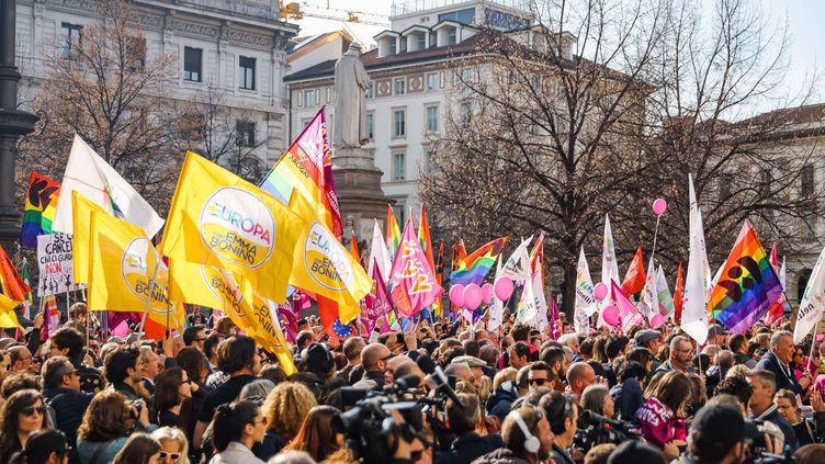 Demonstration for the rights of homosexual parents in Milan, Italy, on March 18, 2023. (LAPRESSE / SHUTTERSTOCK / SIPA / SIPA)