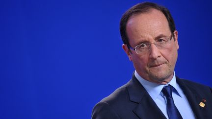 Le pr&eacute;sident fran&ccedil;ais lors d'une conf&eacute;rence de presse, le 29 juin 2012, &agrave; Bruxelles (Belgique). (BERTRAND LANGLOIS / AFP)