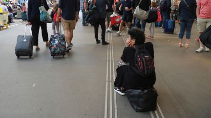 Des voyageurs attendent leur train, Gare Montparnasse, à Paris, le 30 juillet 2017. (JACQUES DEMARTHON / AFP)