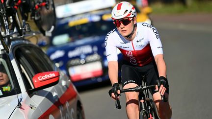 Victoire Berteau (Cofidis) lors de la course d'un jour d'Omloop Het Nieuwsblad (Belgique), le 26 février 2022. (SHUTTERSTOCK / SIPA)