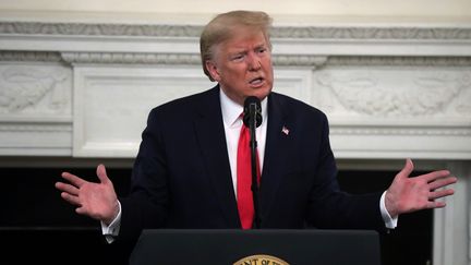 Donald Trump lors d'une intervention à la Maison Blanche à Washington, le 10 février 2020.&nbsp; (ALEX WONG / GETTY IMAGES NORTH AMERICA / AFP)