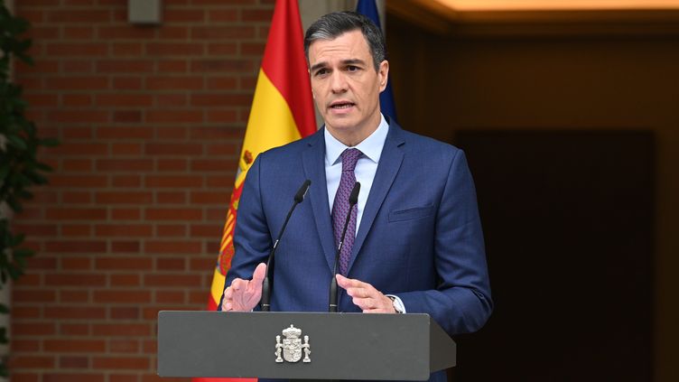 The Spanish Prime Minister, May 29, 2023, announcing early legislative elections.  (MONCLOA/BORJA PUIG DE LA BELLACASA/HANDOUT/MAXPPP)