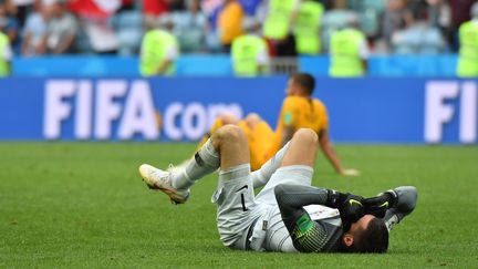 Le gardien australien&nbsp;Mathew Ryan face au Pérou le 26 juin 2018 Sotchi (Russie). (NELSON ALMEIDA / AFP)