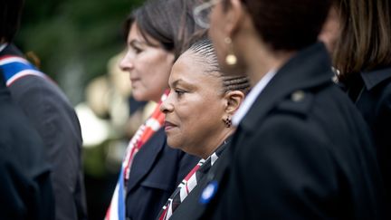 La ministre de la Justice Christiane Taubira assiste &agrave; une c&eacute;r&eacute;monie de comm&eacute;moration de l'abolition de l'esclavage &agrave; Paris, le 10 mai 2014. (NICOLAS MESSYASZ / SIPA)